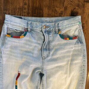 Festival American Eagle Outfitters Light Wash Women’s Jeans with Multicolor
